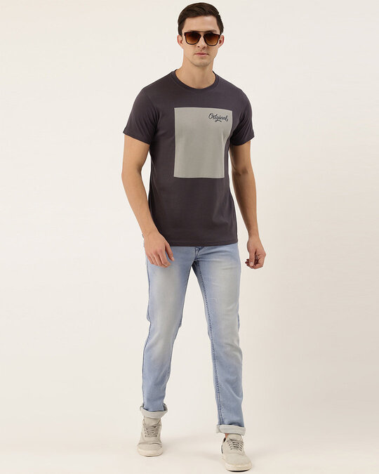 Shop Dark Grey Colourblocked T Shirt