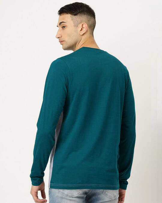 Shop Men's Green Colourblocked T-shirt-Full