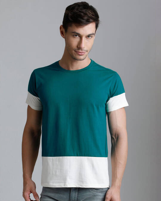 Shop Men's Green Colourblocked T-shirt-Front