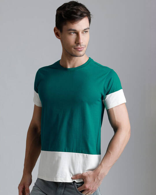 Shop Men's Green Colourblocked T-shirt-Design