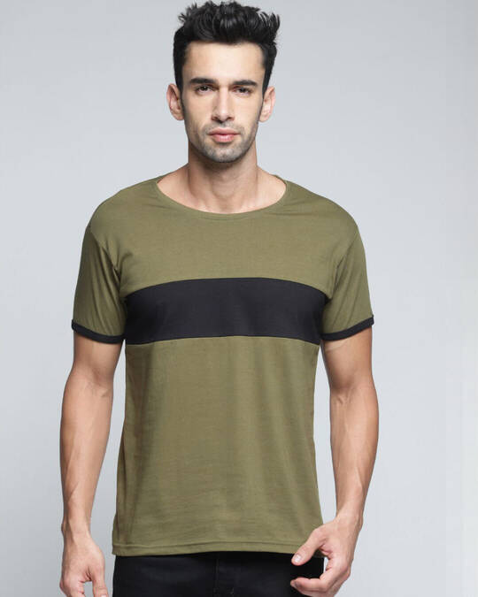 Shop Men's Green Colourblocked T-shirt-Front