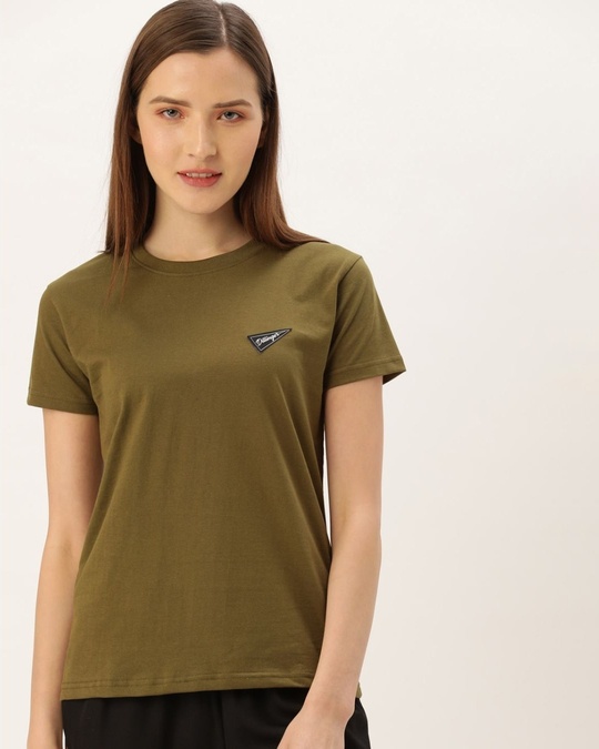 Shop Women's Green Solid T-shirt-Front