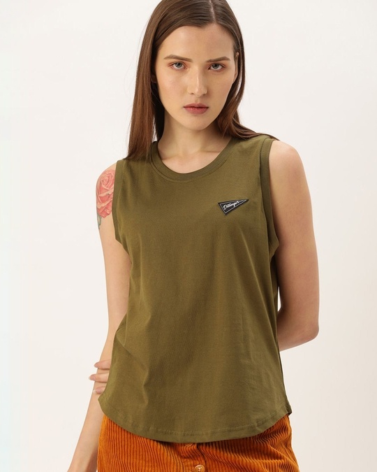 Shop Women's Green Solid T-shirt-Front