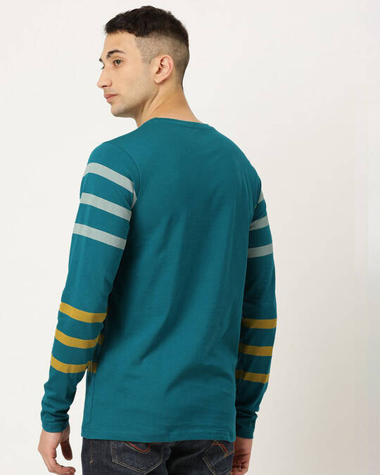 Shop Men's Green Striped T-shirt-Back