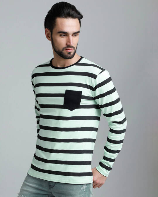 Shop Men's Green Striped T-shirt-Design