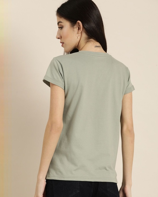 Shop Women's Grey Graphic Print T-shirt-Back
