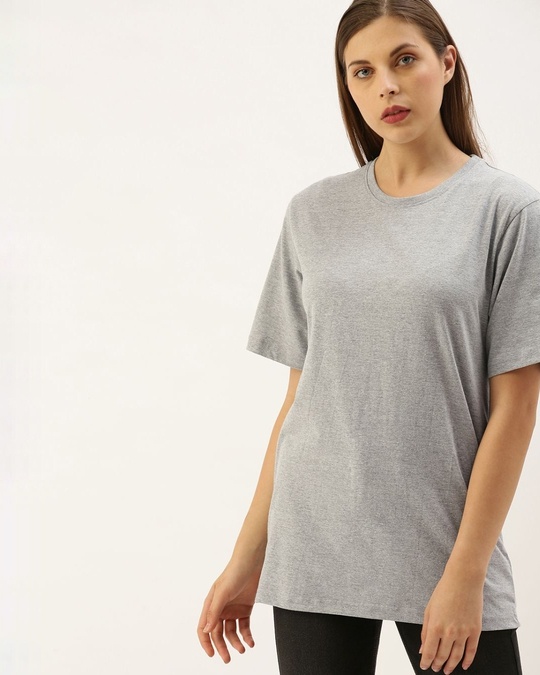 Shop Women's Grey Graphic Print T-shirt-Front