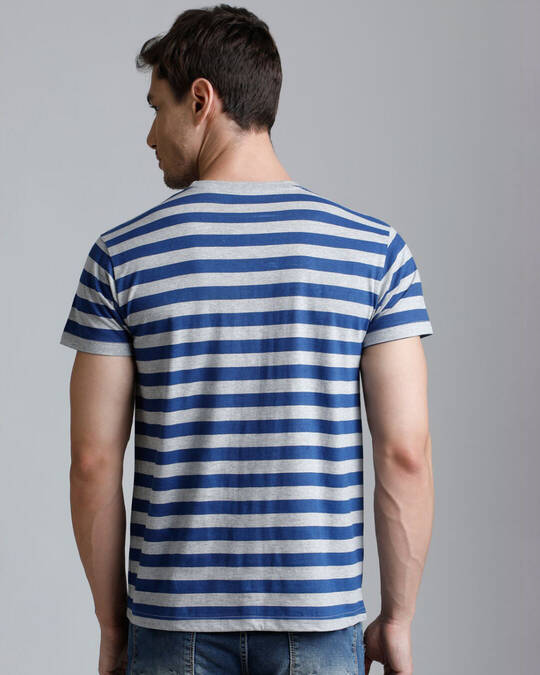 Shop Men's Grey Striped T-shirt-Back