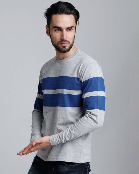 Shop Men's Grey Striped T-shirt-Design