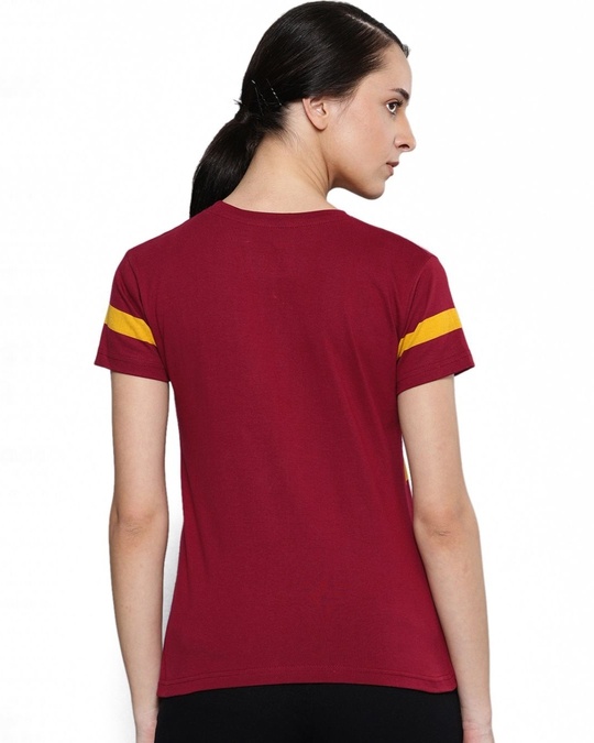 Shop Women's Maroon Striped T-shirt-Back