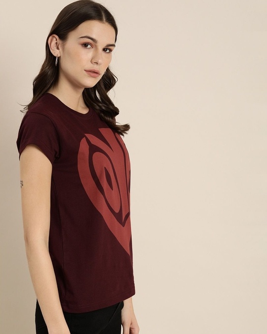 Shop Women's Maroon Typography T-shirt-Design