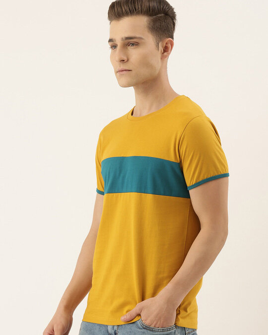 Shop Mustard Colourblocked T Shirt-Design