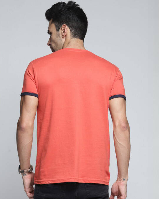 Shop Men's Orange Colourblocked T-shirt-Back