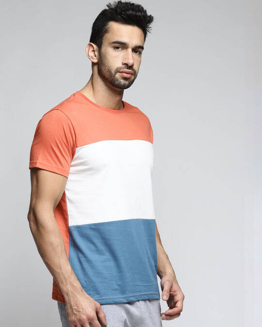 Shop Men's Orange Colourblocked T-shirt-Design