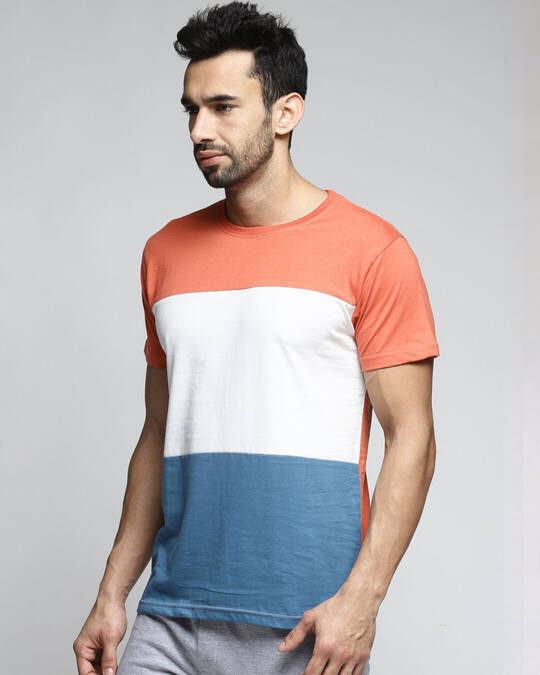 Shop Men's Orange Colourblocked T-shirt-Full