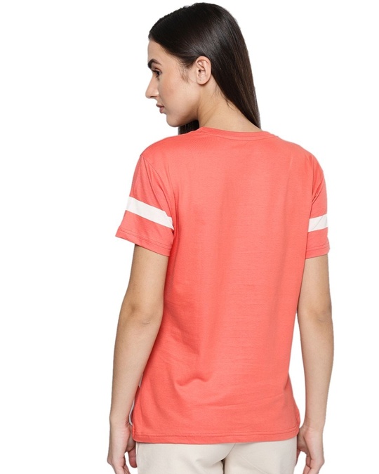 Shop Women's Orange Striped T-shirt-Back