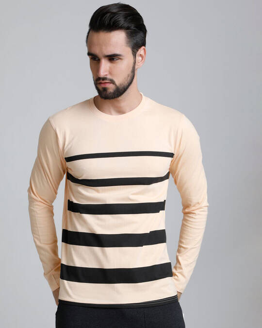 Shop Men's Orange Striped T-shirt-Front