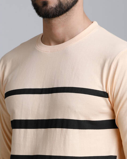Shop Men's Orange Striped T-shirt-Full