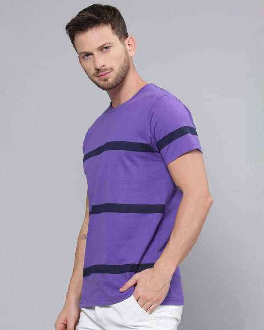 Shop Men's Purple Striped T-shirt-Design