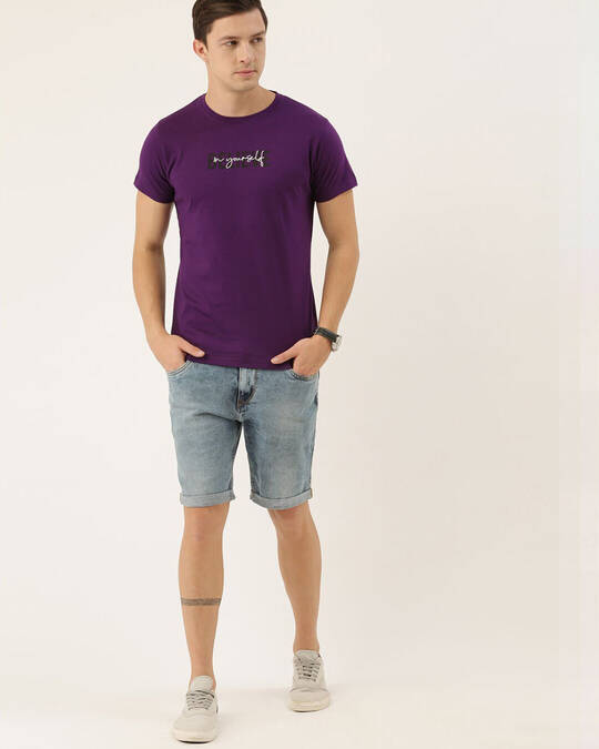 Shop Men's Purple Typography T-shirt