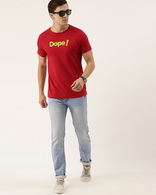 Shop Red Typography T Shirt