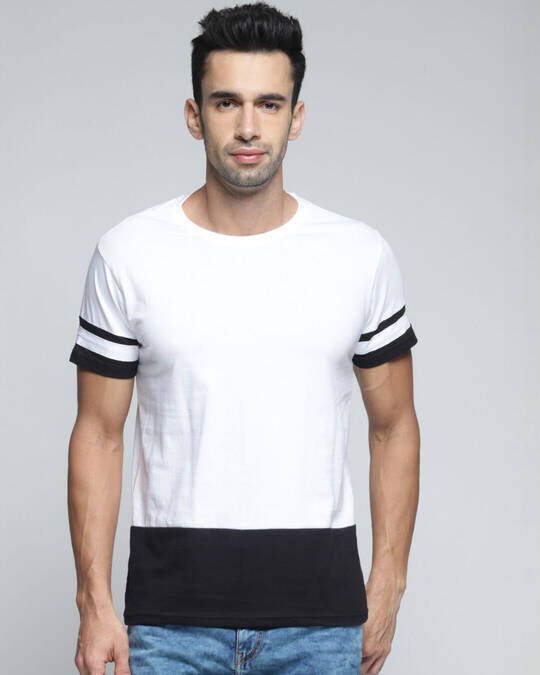 Shop Men's White Colourblocked T-shirt-Front