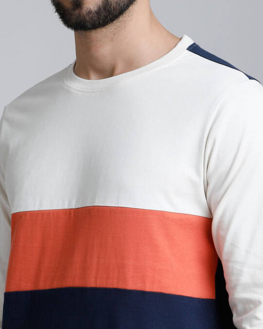 Shop Men's White Colourblocked T-shirt-Full