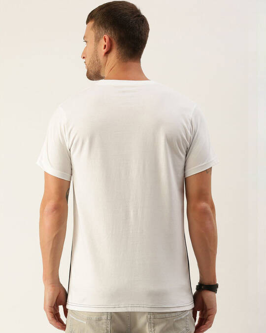 Shop Men's White & Black Colourblocked T-shirt-Back