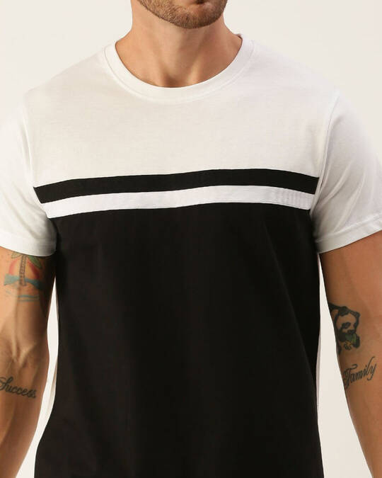 Shop Men's White & Black Colourblocked T-shirt-Full