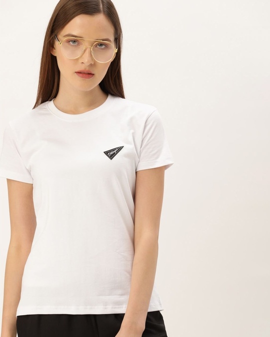 Shop Women's White Solid T-shirt-Front