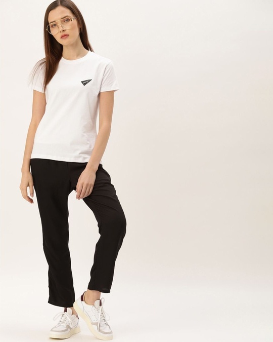 Shop Women's White Solid T-shirt