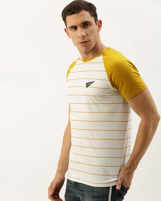 Shop Men's White Striped T-shirt-Design