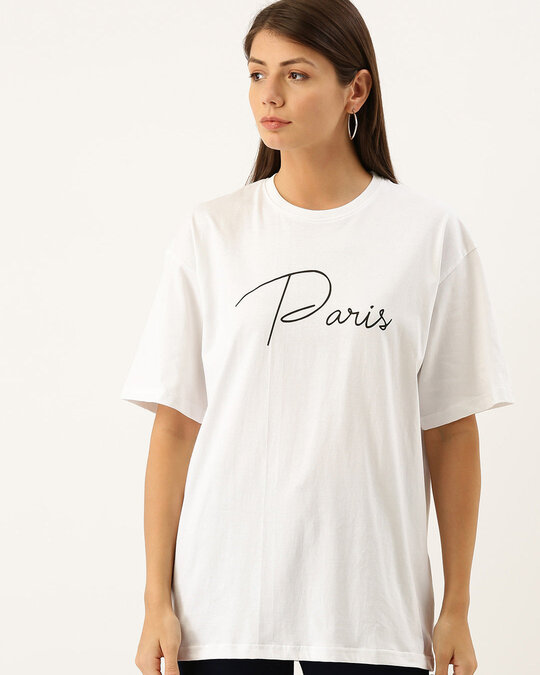 Shop White Typographic T-Shirt-Front
