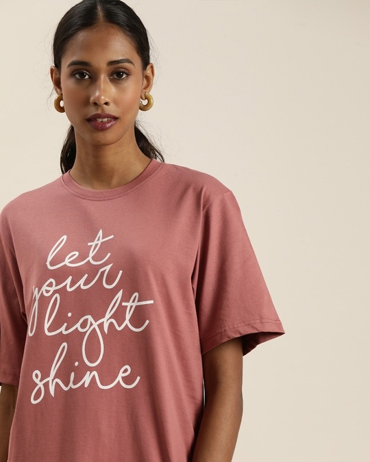 Pink Typography Oversized T-shirt 