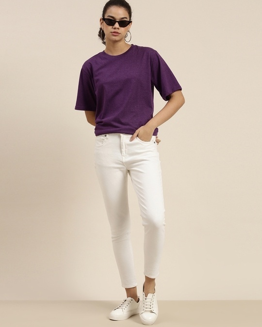 Shop Women's Purple Oversized Fit T Shirt