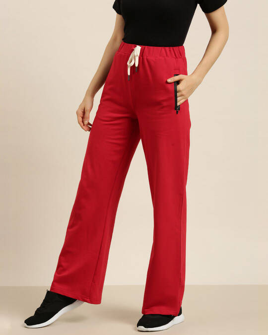 Shop Women's Red Solid Wide Leg Pants-Design