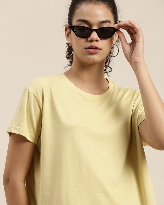 Shop Women's Yellow Boxy Oversized Fit T Shirt-Design