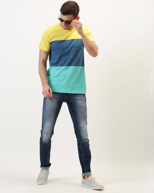 Shop Men's Yellow Colourblocked T-shirt