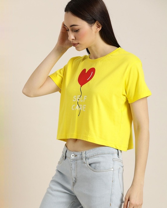 Shop Women's Yellow Graphic Print T-shirt-Design