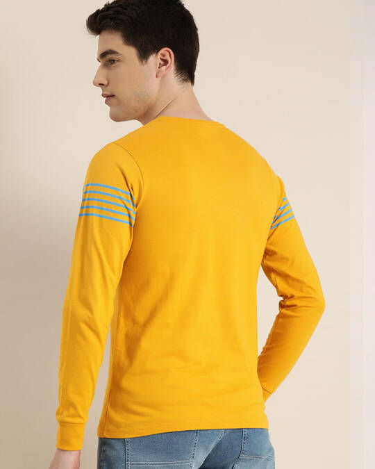 Shop Men's Yellow Striped T-shirt-Back