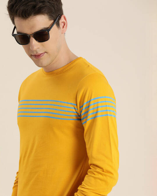 Buy Men's Yellow Striped T-shirt for Men Yellow Online at Bewakoof