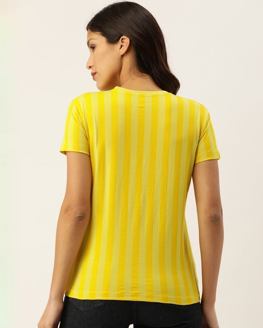 Shop Women's Yellow Striped T-shirt-Back