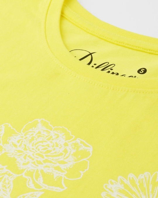 Shop Women's Yellow Typography T-shirt-Full