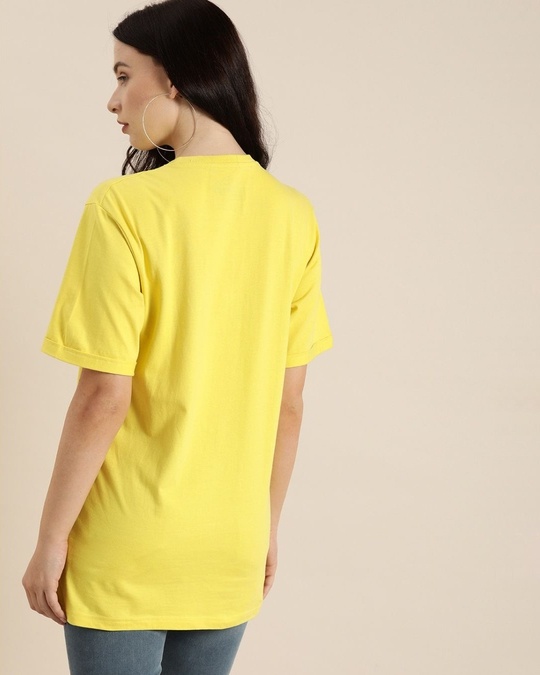 Shop Women's Yellow Typography T-shirt-Back