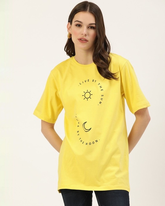 Shop Women's Yellow Typography T-shirt-Front
