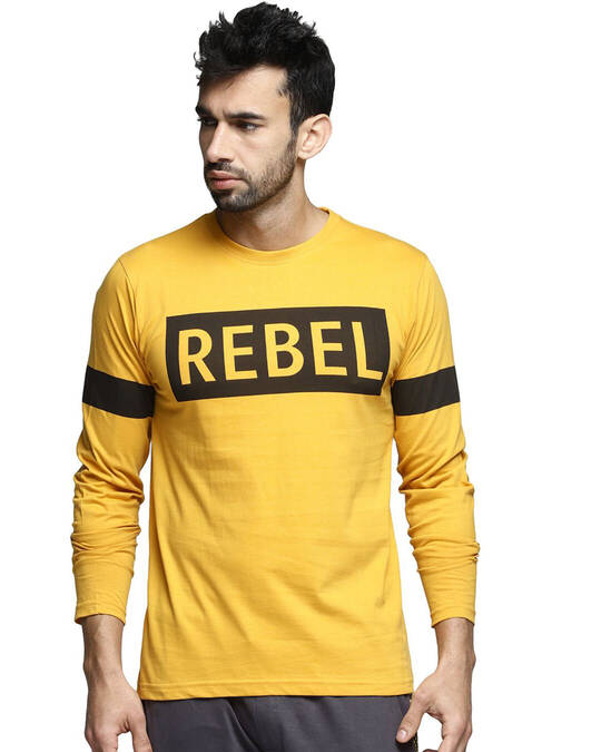 Shop Men's Yellow Typography T-shirt-Front