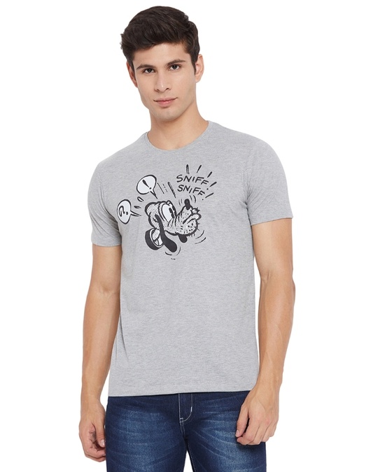 Shop Mickey Mouse Family Round Neck Short Sleeves Graphic Print T Shirt   Grey-Front
