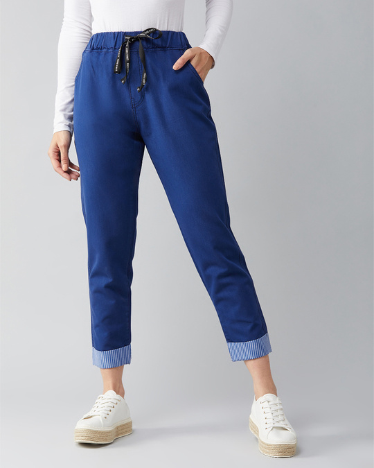 Shop Women's Blue Regular Fit Joggers-Front