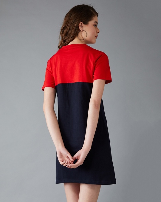 Shop Women's Tell Me What To Do colour-block T-shirt Dress-Back