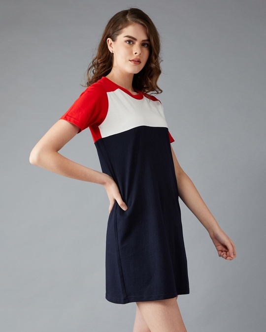 Shop Women's Tell Me What To Do colour-block T-shirt Dress-Design